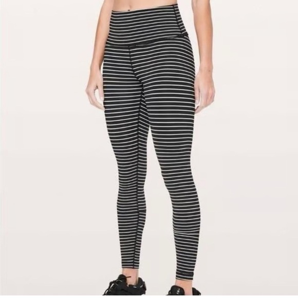 Lululemon Wunder Under High-Rise Tight black white stripe - Picture 1 of 5